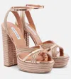 Aquazzura Sundance Sparkle 140 Platform Sandals In Pink