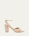 Aquazzura Sundance Woven Ankle-strap Sandals In Multi Natural