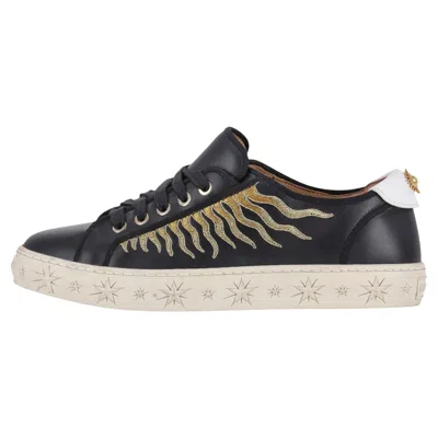 Pre-owned Aquazzura Sunray Leather Sneakers In Black