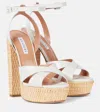 Aquazzura Sunseeker 140 Leather Platform Sandals In White