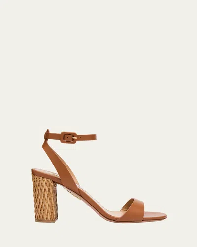 Aquazzura Sunseeker Leather Ankle-strap Sandals In Tobacco