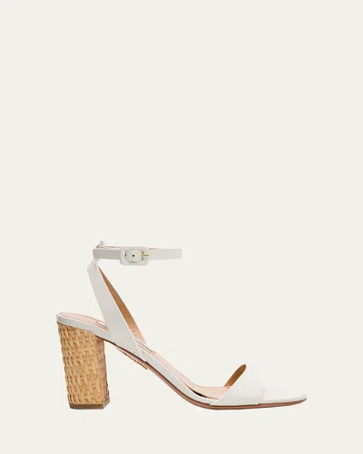 Aquazzura Sunseeker Leather Ankle-strap Sandals In White