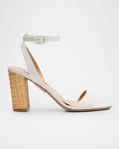 AQUAZZURA SUNSEEKER LEATHER ANKLE-STRAP SANDALS