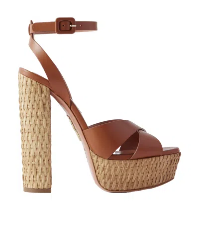 Aquazzura Sunseeker Plateau 140 Leather Platform Sandals In I Also
