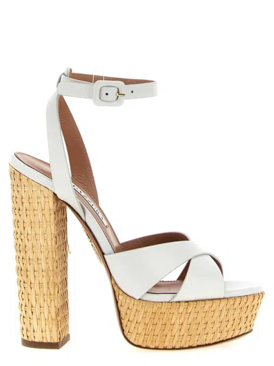 Aquazzura White Ankle Strap Heels