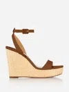 Aquazzura 110mm Sunseeker Wedge Sandals In Brown