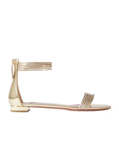 Aquazzura Sway Metallic-leather Sandals In No