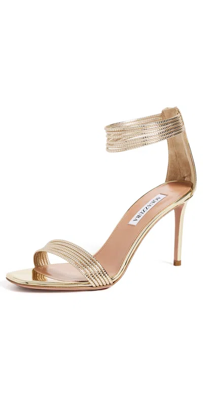 Aquazzura Sway Metallic-effect Multi-strap Sandals In Gold