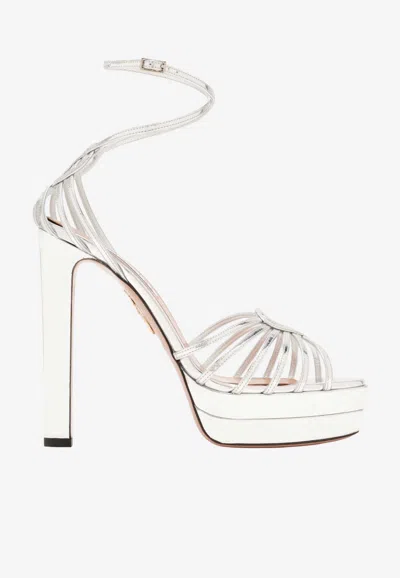 Aquazzura Sweetheart 130 Cage Platform Sandals In Animal Print