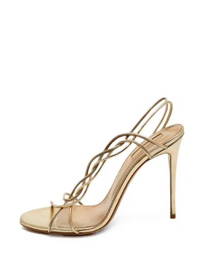 Pre-owned Aquazzura Swing Slingback Sandals In Gold