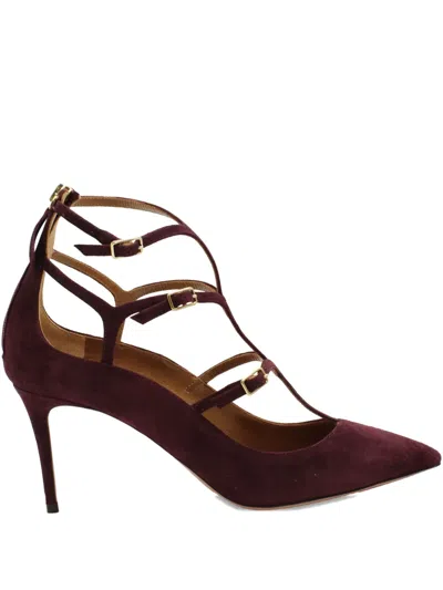 Pre-owned Aquazzura T-bar Buckle Pumps In Red