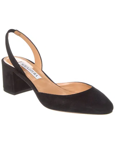 Aquazzura Talita 50 Suede Slingback Pump In Black