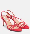 Aquazzura Talk To Me 75 Suede Sandals In Red