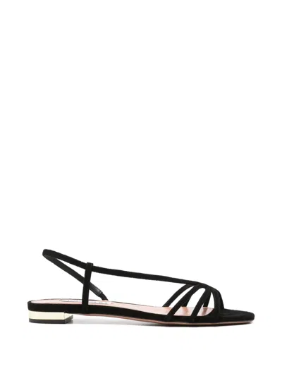 Aquazzura Talk To Me Suede Slingback Sandals In Black