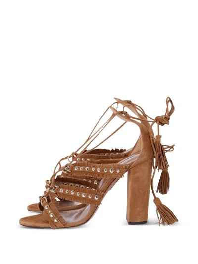 Pre-owned Aquazzura Tassel Gladiator Sandals In Brown