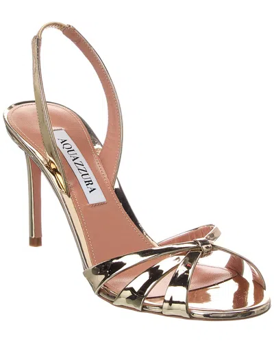 Aquazzura Tati 85 Metallic Leather Sandals In Gold