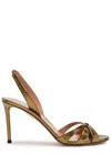 Aquazzura Tati 85 Metallic Crocodile-effect Sandals In Gold