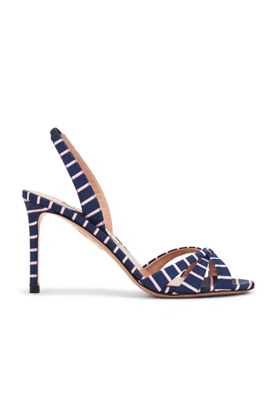Aquazzura Tati 85 Canvas Slingback Sandal In Blue