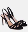 Aquazzura Wild Dream 105 Black Velvet Sandals In Black