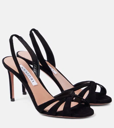 Aquazzura Wild Dream 105 Black Velvet Sandals In Multi
