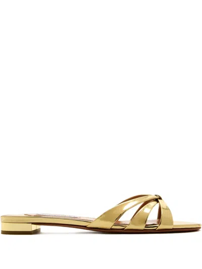 Aquazzura Tati Metallic Leather Sandals