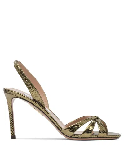 Aquazzura Tati Sandal 85 In Goat And Calf Leather In Gold