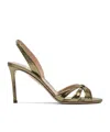 Aquazzura Tati 85 Metallic Crocodile-effect Sandals