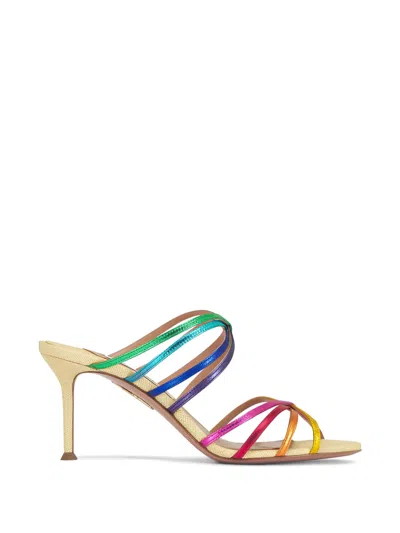 Aquazzura Tell Me Metallic Strappy Sandals In Multi