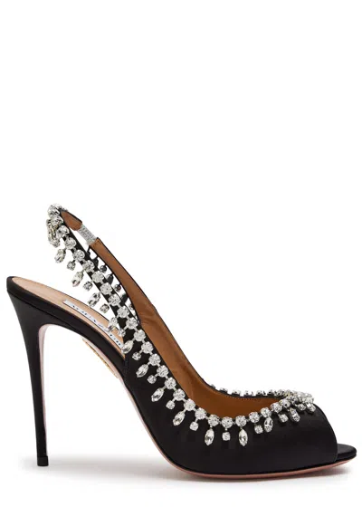 Aquazzura Temptation 85 Embellished Satin Sandals In Multi