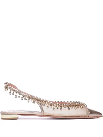 AQUAZZURA TEMPTATION CRYSTAL BALLERINAS