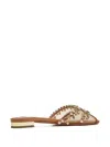 Aquazzura Temptation Crystal-embellished Mesh Sandals In Brown