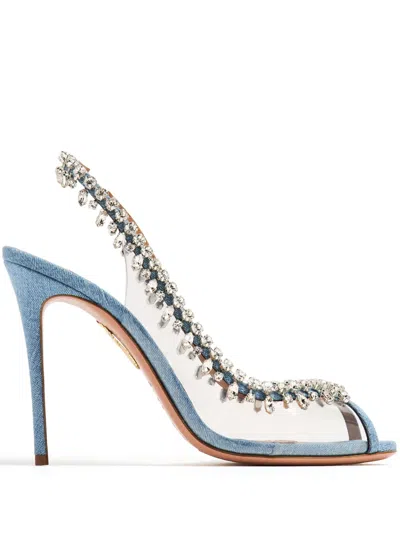 Aquazzura Temptation Crystal-embellished Pumps In Blue