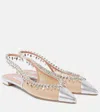 Aquazzura Temptation Crystal Mesh Slingback Flats In Silver