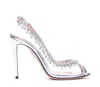 Aquazzura Womens Silver Temptation Crystal Embellished Leather And Pvc Sandals