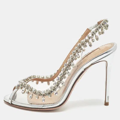Pre-owned Aquazzura Temptation Size 35 Transparent Leather And Pvc Slingback Sandals
