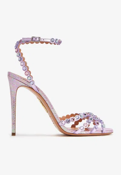 Aquazzura Tequila 105 Crystal-embellished Sandals In Pink