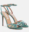 Aquazzura Tequila 105 Crystal-embellished Leather Sandals In Multi