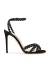 Aquazzura Tequila 85 Embellished Suede Sandals In Black & Jet