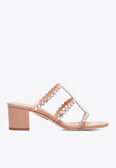 Aquazzura Tequila 50 Leather Sandals In Pink