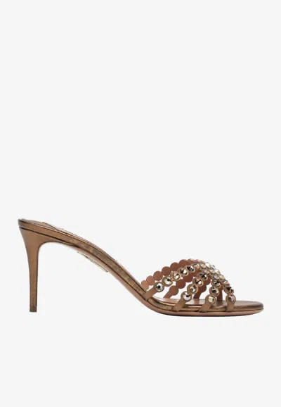 AQUAZZURA TEQUILA 75 LEATHER SANDALS