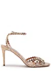 Aquazzura 90mm Tequila Embellished Scalloped-edge Sandals In Gold