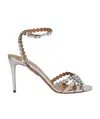 Aquazzura Tequila 85 Crystal-embellished Sandals In Gray