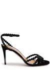 Aquazzura Tequila 85 Embellished Suede Sandals In Black