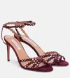 Aquazzura 90mm Embellished Scalloped-edges Heeled Sandals In Purple