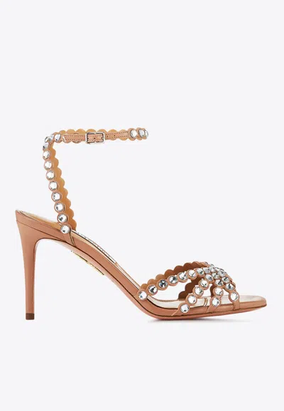Aquazzura Tequila 85 Leather Sandals In Pink