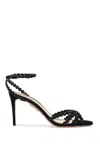 Aquazzura Tequila 85 Embellished Suede Sandals In Black