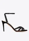 Aquazzura Tequila 85 Embellished Suede Sandals