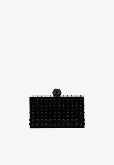 Aquazzura Tequila Crystal-embellished Clutch In Black