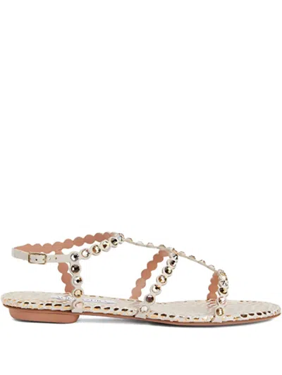 Aquazzura Tequila Crystal-embellished Sandals In White