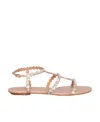 Aquazzura Tequila Crystal-embellished Metallic Leather Sandals In Nude